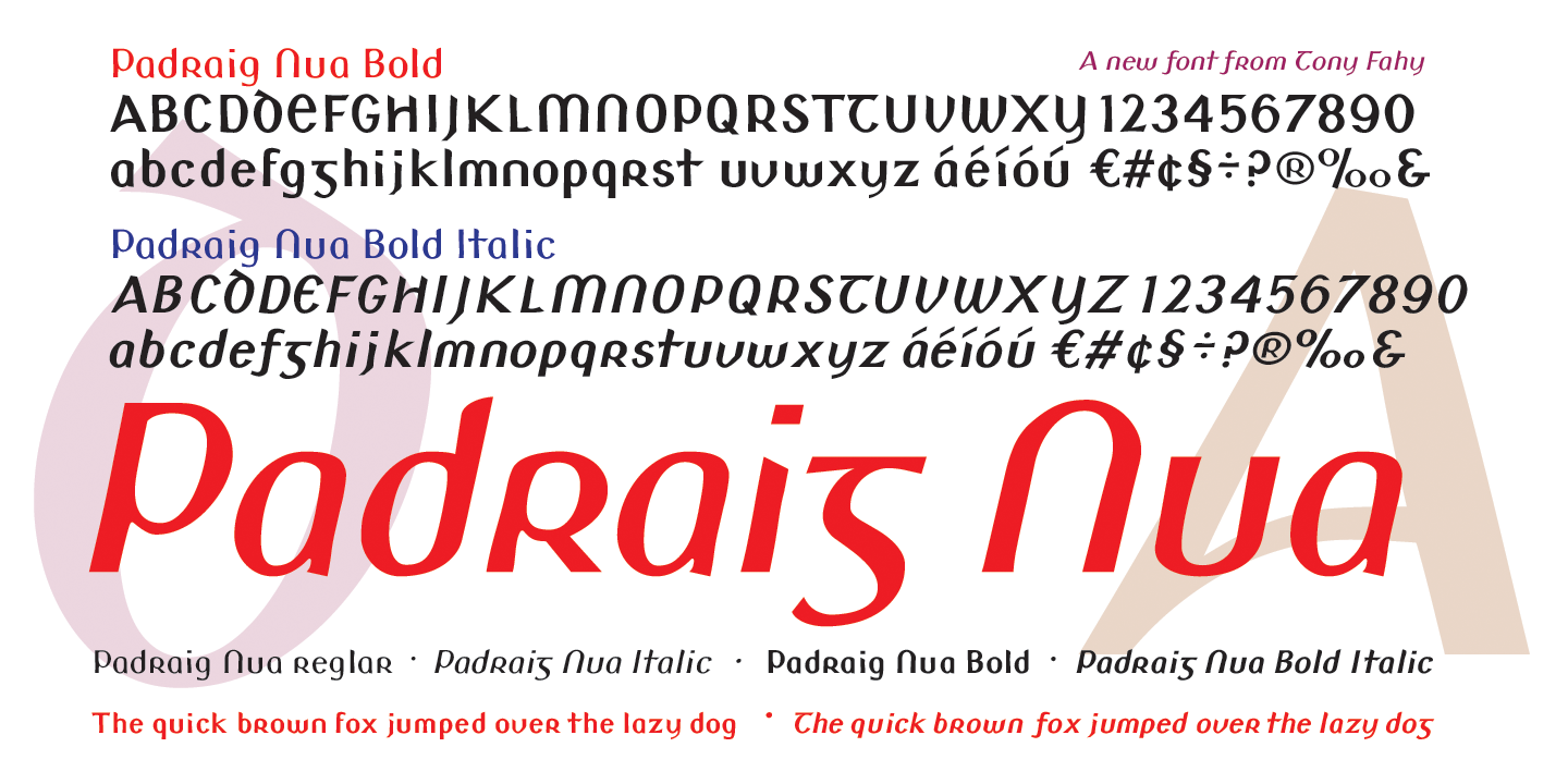 Przykład czcionki Padraig Nua Bold Italic